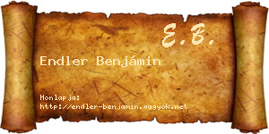 Endler Benjámin névjegykártya